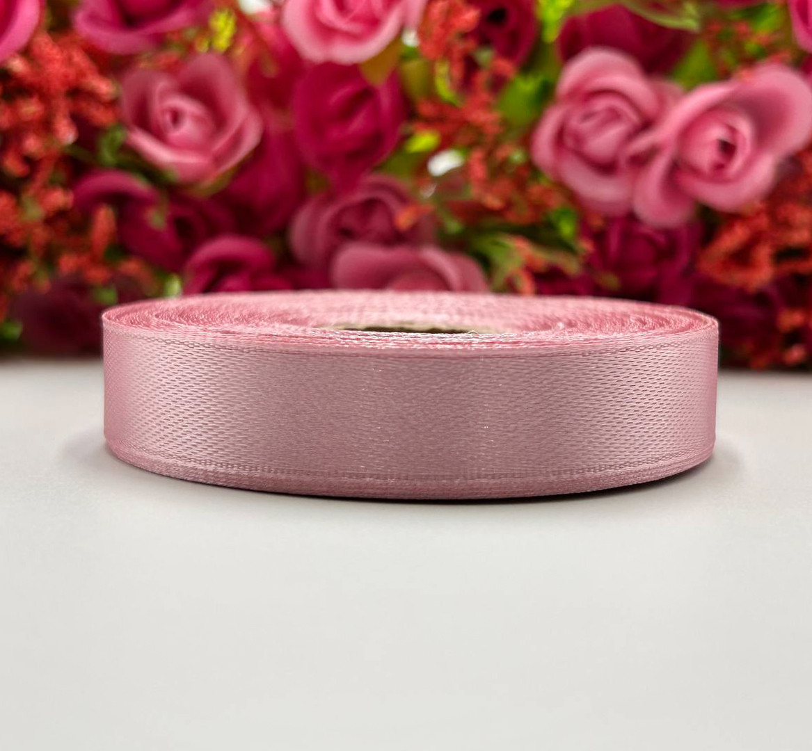 Атласна стрічка для рукоділля - 1,2 см x 23 м / Пудра, фото 1