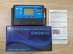 Контролер 20А 12В/24В с дисплеєм + USB гніздо (Модель-DY2024), JUTA