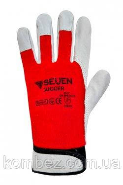 Рукавиці робочі комбіновані тканина/біла шкіра, фото 1