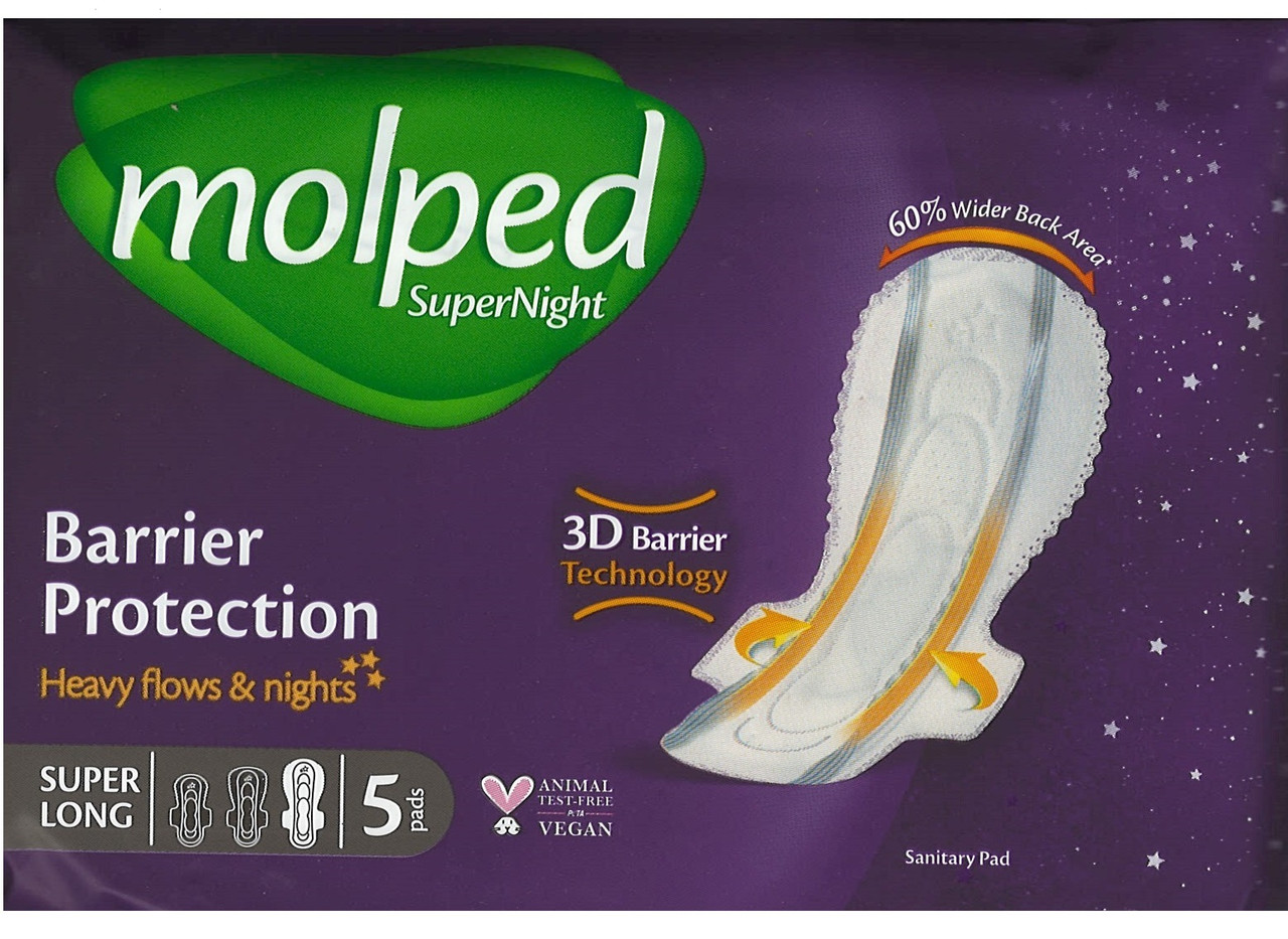 Гігієнічні прокладки Molped Super Extra Long Night 7 крапель 5 шт, фото 1
