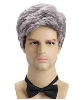 Перука чоловіча коротка попеляста сива, термоволокно DC WIG-M54, фото 2