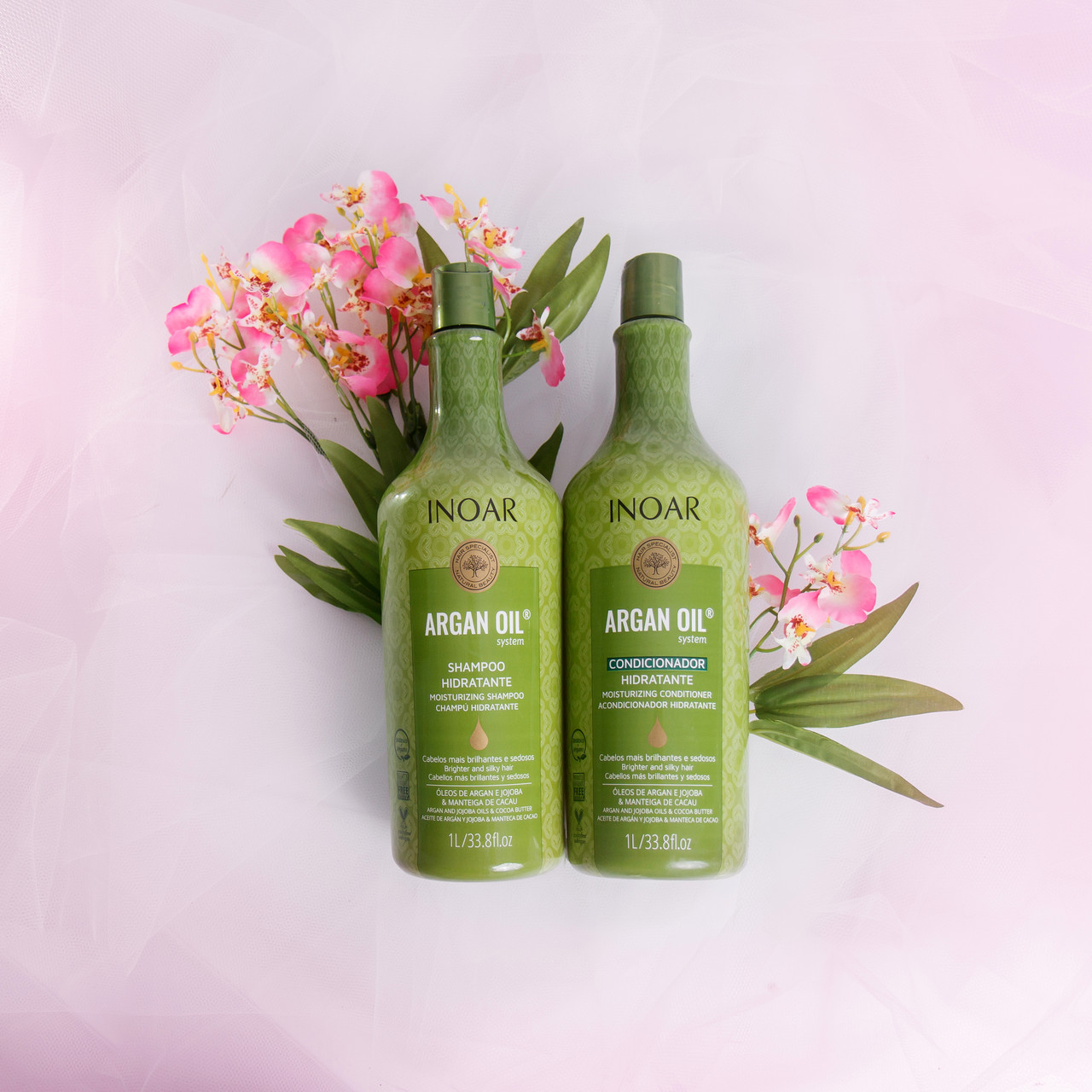 Безсульфатний шампунь та кондиціонер для жирної шкіри голови Іноар Арганоіл, 2*1000, фото 1