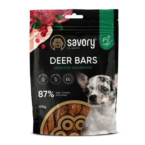 Джерки Savory Bars With Venison, батончики з олениною, 100 г (*)