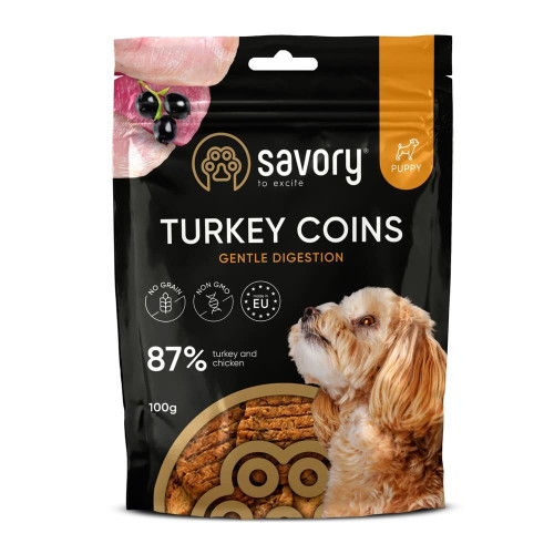 Джерки Savory Puppy Coins With Turkey, монетки для цуценят з індичкою, 100 г (*)