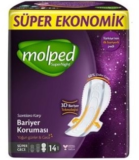 Прокладки гігієнічні Molped Super Night 7 крапель Super long 14 шт