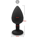Чорна втулка для стимуляції ануса 9 см, Анальна пробка з кристалом силіконова, інтимні іграшки, фото 2