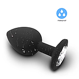 Чорна втулка для стимуляції ануса 9 см, Анальна пробка з кристалом силіконова, інтимні іграшки, фото 3