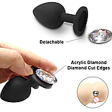 Чорна втулка для стимуляції ануса 9 см, Анальна пробка з кристалом силіконова, інтимні іграшки, фото 8