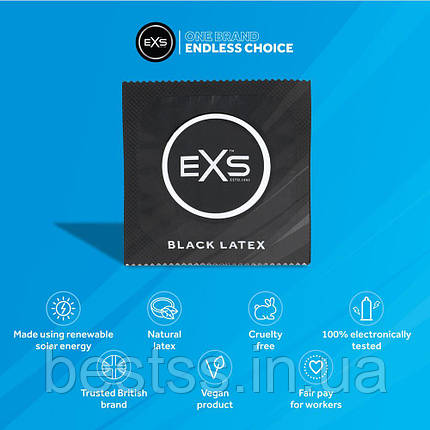 Стильні чорні латексні презервативи EXS Black Latex, 12 шт., фото 2
