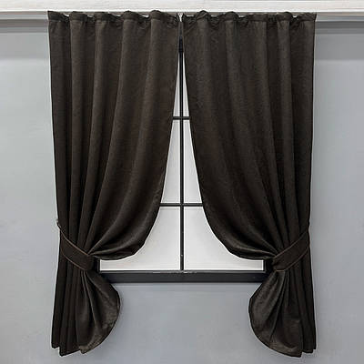 Комплект (2шт. 1,3х1,7м.) коротких штор льон-софт, колекція "Парма". Колір венге. Код 1087ш 35-0358