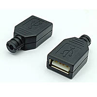 Гніздо USB розбірне на кабель для пайки
