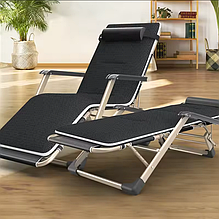 Розкладне крісло ліжко 3в1 з дихаючим матрацом Leobro до 150кг чорний, шезлонг лежак для відпочинку