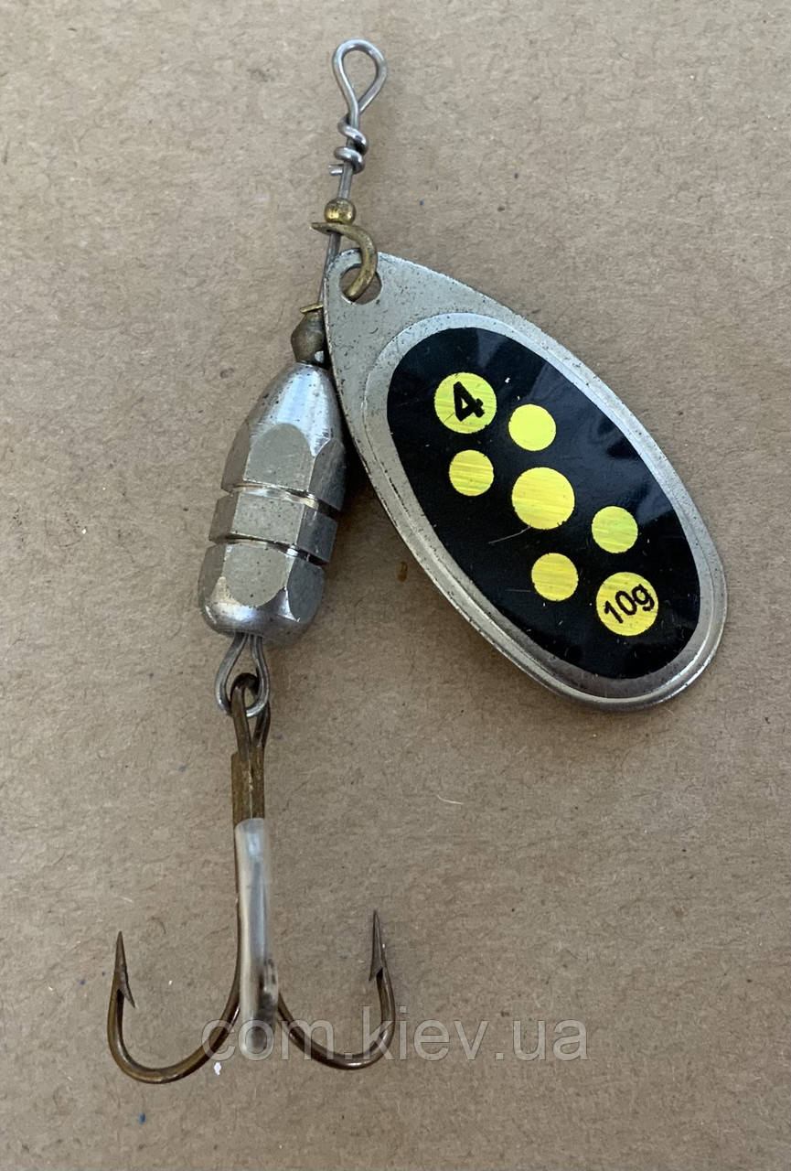 Блешня оберталка (вертушка) з серцевиною  Condor 10 г / 80 мм (чорно-жовта голографічна), фото 1