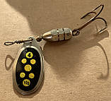 Блешня оберталка (вертушка) з серцевиною  Condor 10 г / 80 мм (чорно-жовта голографічна), фото 5