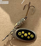 Блешня оберталка (вертушка) з серцевиною  Condor 10 г / 80 мм (чорно-жовта голографічна), фото 4