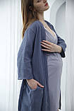 Комплект для сну для вагітних і годуючих – халат + нічна сорочка Pregnant Style Gina 44 Сірий, фото 3