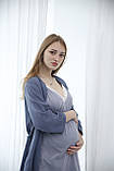 Комплект для сну для вагітних і годуючих – халат + нічна сорочка Pregnant Style Gina 44 Сірий, фото 4