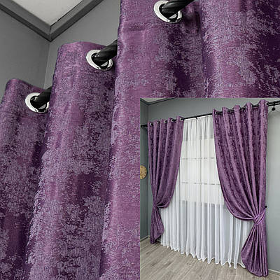 Комплект (2шт. 1,5х2,5м.) штор на люверсах, жакард "Sultan YL". Колір фіолетовий. Код 1547ш 37-0255