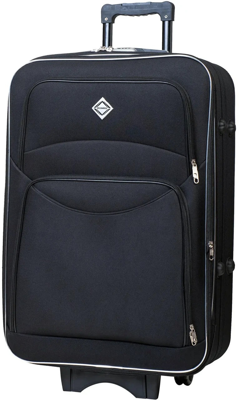 Валіза дорожня тканинна на колесах Bonro Style малий ручна поклажа чорна 10011900