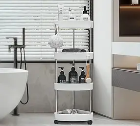 Кутовий стелаж для ванної кімнати 4 яруси, на коліщатках (85х28х22 см), Corner storage rack