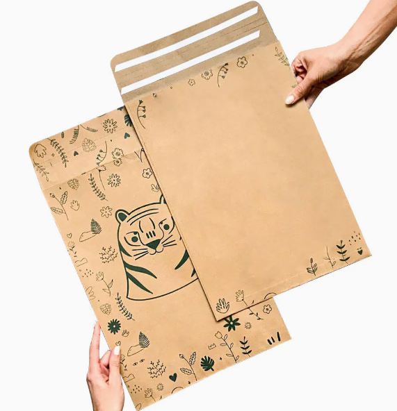 Біорозкладні пакети з логотипом Конверт бандерольний крафтовий кур'єрський 28х42 см, фото 1