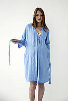 Комплект для сну для вагітних і годуючих – мусліновий халат + нічна сорочка Pregnant Style Adela 44 Блакитний