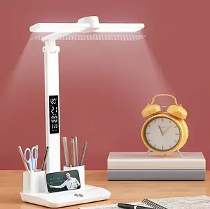 Настільна LED-лампа VHG 801S акумуляторна з годинником 6 W 800 lm 3000-6000 K, фото 3