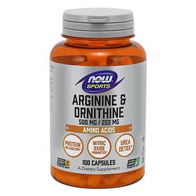 Амінокислота NOW Arginine & Ornithine, 100 капсул