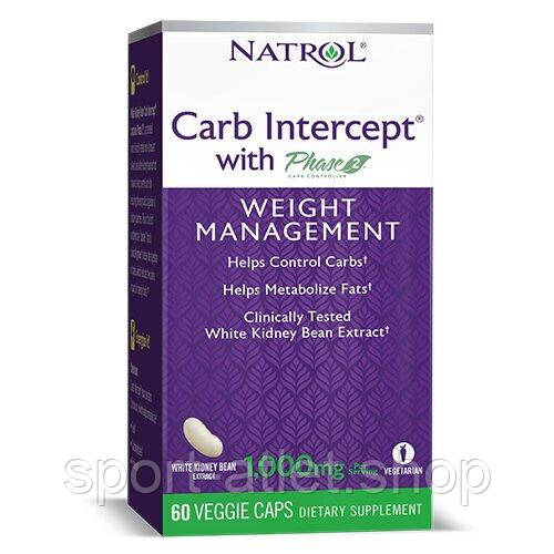 Натуральна добавка Natrol Carb Intercept with Phase2, 60 вегакапсул, фото 1
