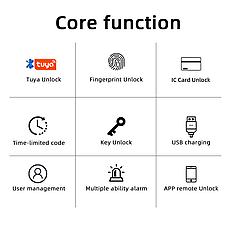 Електронний розумний замок дверей з відбитком пальця Password/Key/IC Card/ Smartlife/ Tuya APP Unlock, фото 2
