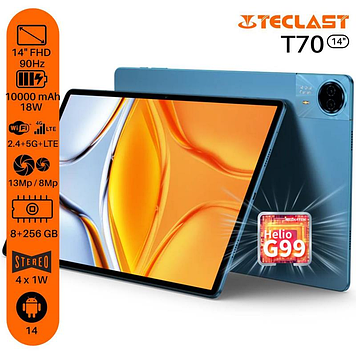 Планшет Teclast T70 8/256GB Blue 4G LTE 14 дюймів 10000mAh Helio G99