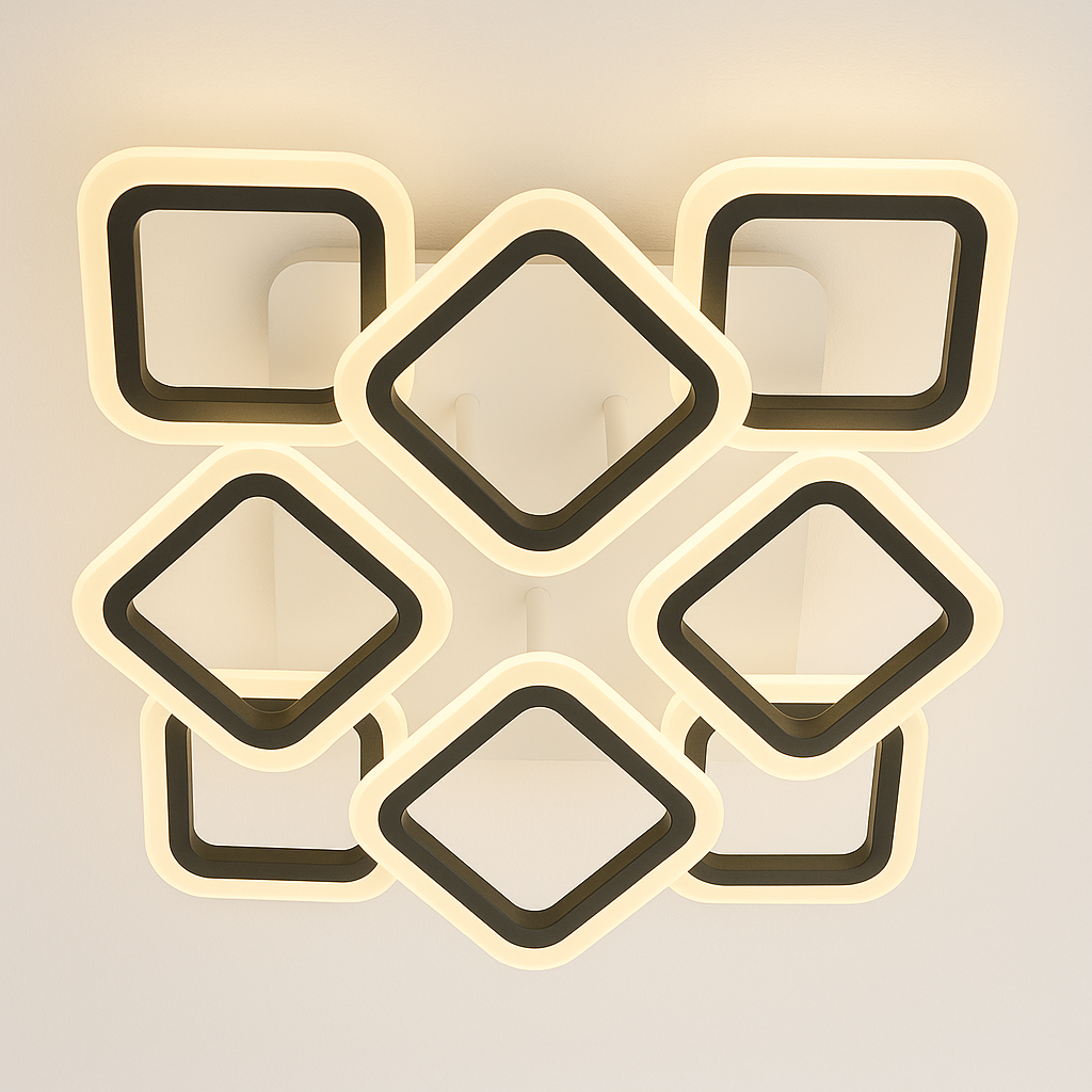 Led люстра з квадратами без підсвітки Diasha 80W до 18 кв.м колір Чорний AS8060/4+4BK