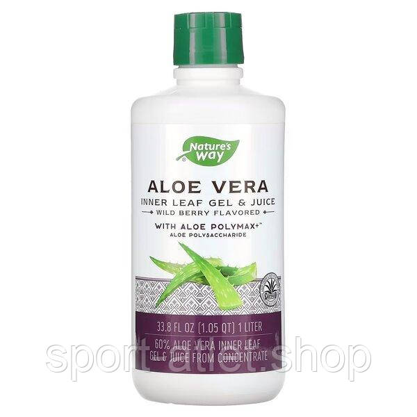 Натуральна добавка Nature's Way Aloe Vera Leaf Gel and Juice, 1 л - Лісова ягода, фото 1