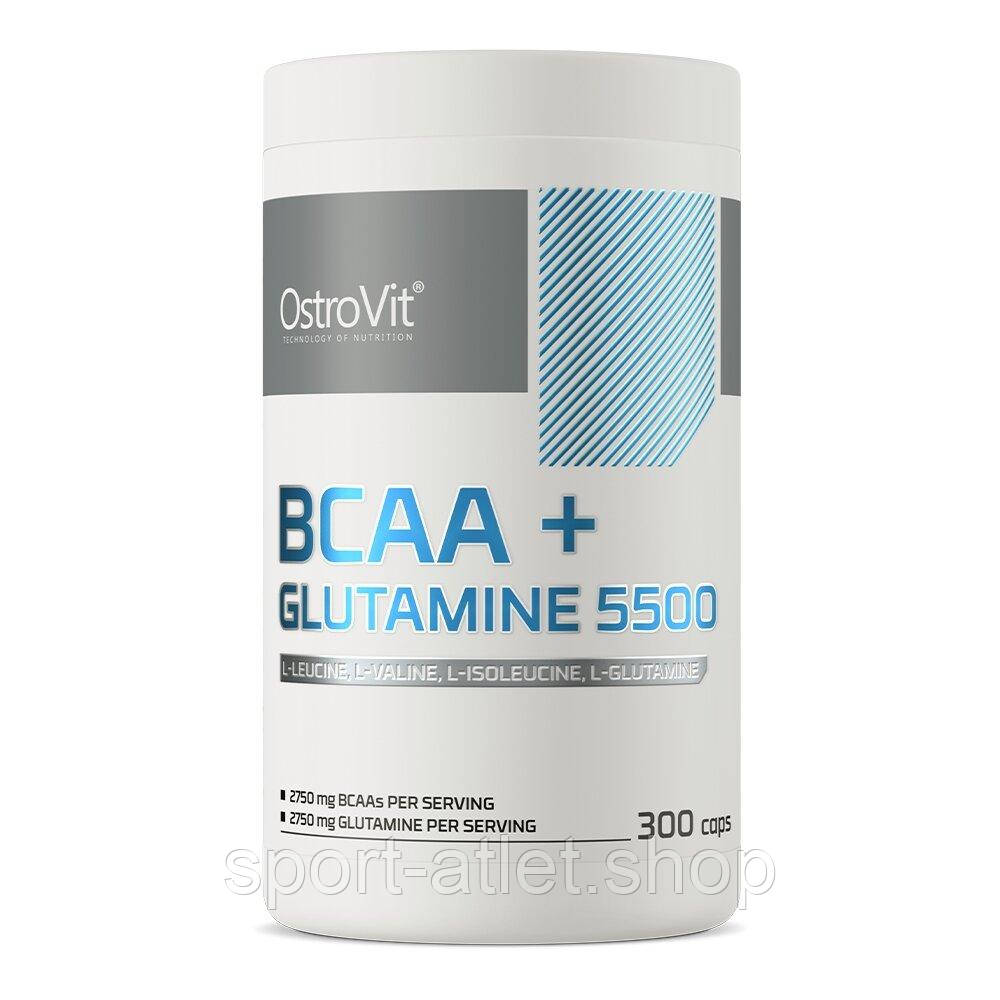 Амінокислота BCAA OstroVit BCAA + Glutamine, 300 капсул, фото 1