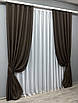 Комплект штор (2шт. 1,5х2,7м.) колекція "Льон Мішковина". Колір венге. Код 107ш 30-022, фото 3