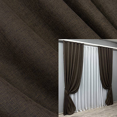 Уцінка! Комплект (2шт. 1,5х2,75м.) штор, колекція "Льон Мішковина". Колір венге. Код 107ш 38-233
