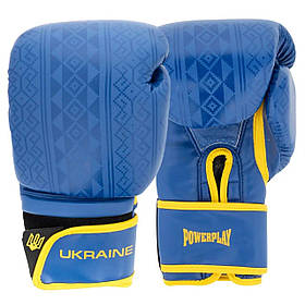 Рукавиці боксерські Power Play PP 3021 Ukraine, Blue/Yellow - 12 унцій