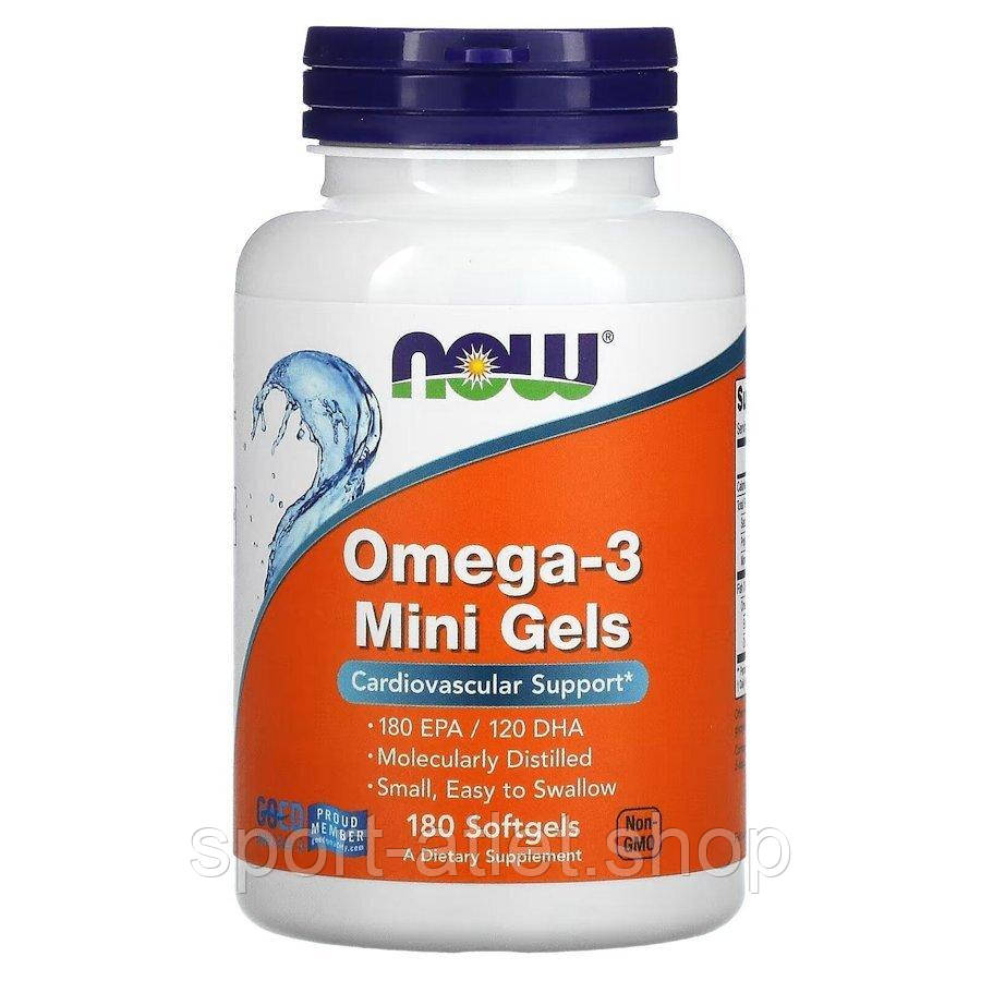 Жирні кислоти NOW Omega-3 Mini Gels, 180 капсул, фото 1
