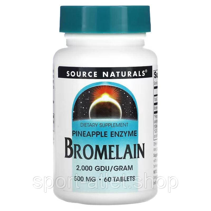 Натуральна добавка Source Naturals Bromelain 2000 GDU/g 500 mg, 60 таблеток, фото 1