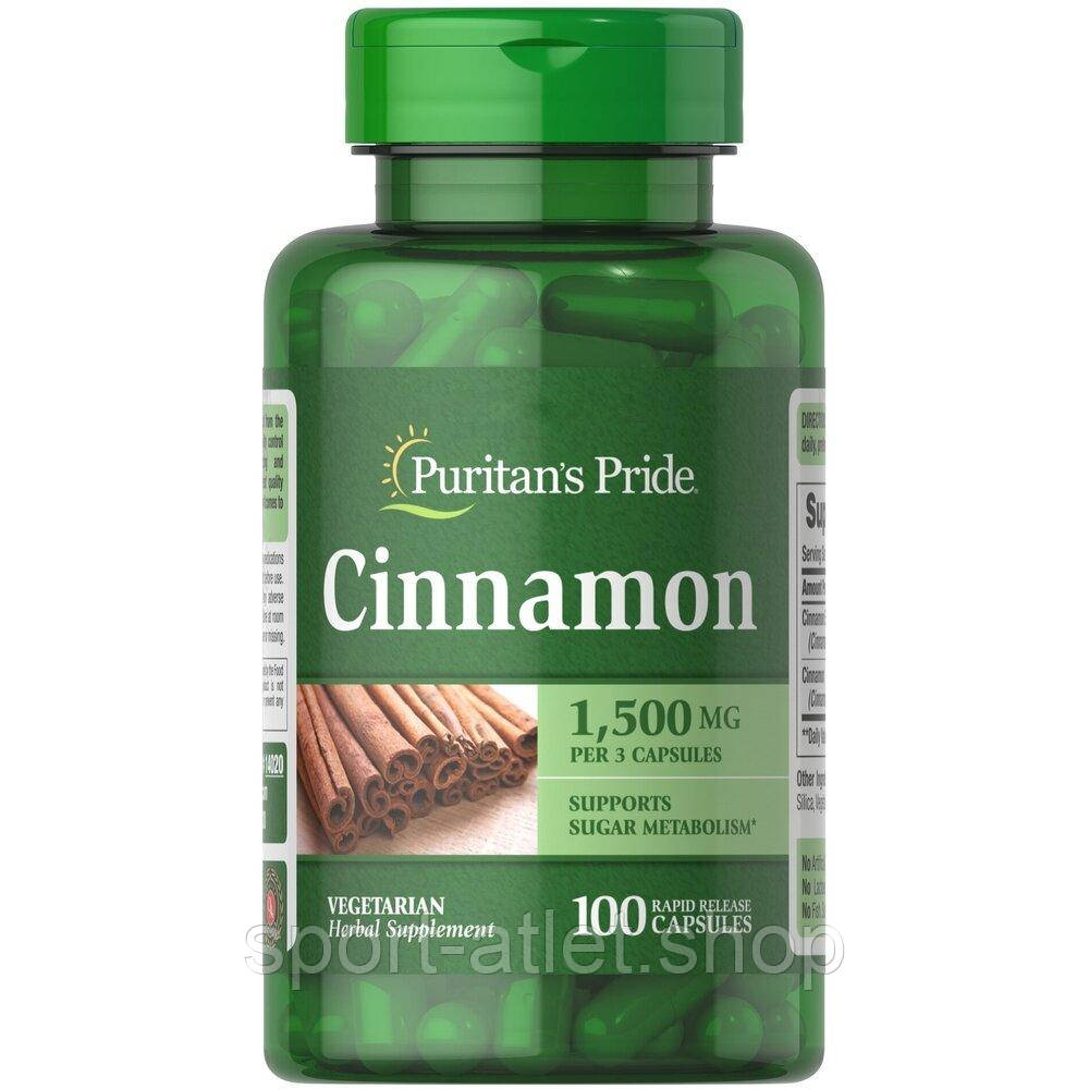 Натуральна добавка Puritan's Pride Cinnamon 500 mg, 100 капсул, фото 1