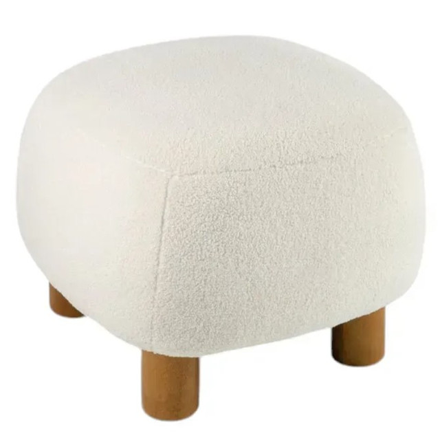 Пуф с деревянными ножками — компактный мягкий пуфик для дома Пуф Edison букле 50x50x44 см на деревянных ножках, разные цвета ТМ Mille