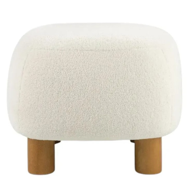 Пуф с деревянными ножками — компактный мягкий пуфик для дома Пуф Edison букле 50x50x44 см на деревянных ножках, разные цвета ТМ Mille