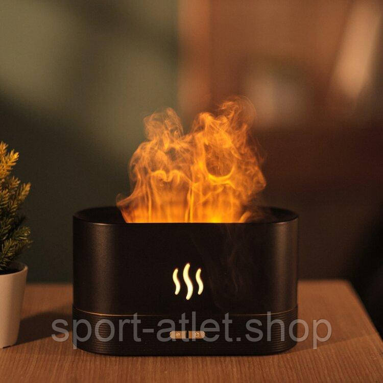 Зволожувач повітря, аромадифузор портативний з імітацією вогню Kinscoter DQ-701 180 мл, Black, фото 1