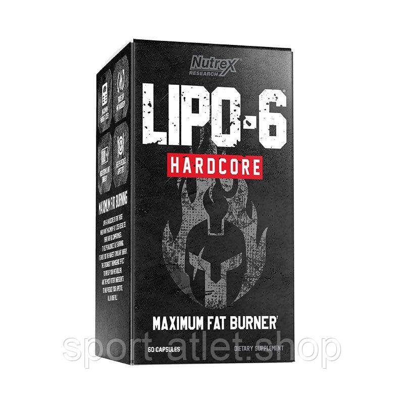 Жироспалювач Nutrex Research Lipo-6 Hardcore, 60 капсул для підтримки м'язової тканини, фото 1