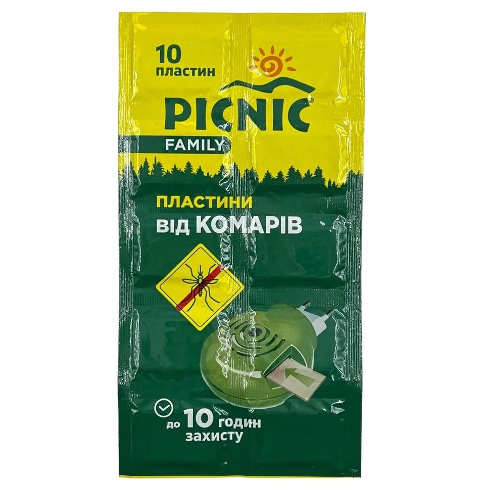Пластинки від комарів PICNIC Family (10шт) широкі / Пластини від комарів в електрофумігатор