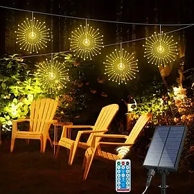 Світлодіодні кульові лампи Solar Starburst, світлодіодні вогні з дистанційним керуванням, 8 режимами Теплий