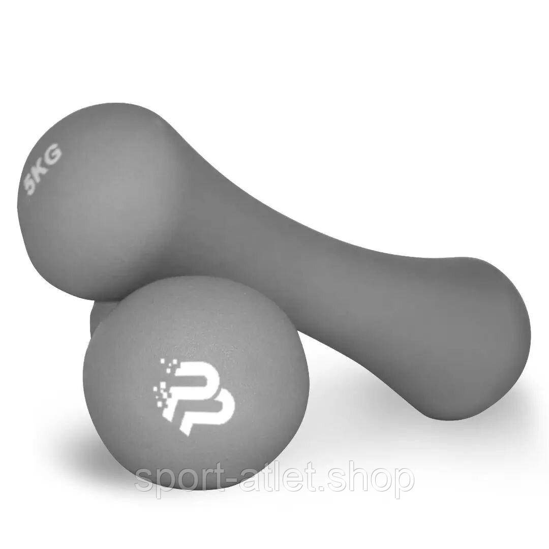 Неопренові гантелі Power Play 4126 Spartacus 2*5 кг, Grey, фото 1