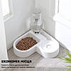 Миска для тварин Semi Animal Bowl 21см*22см*26см 500 мл кутова, White з автоматичною поїлкою, фото 5