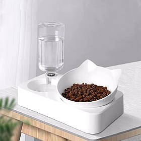 Миска для тварин Semi Animal Bowl 13см*24см*21см 500 мл, White з автоматичною поїлкою