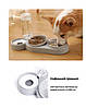 Подвійна миска для тварин Semi Animal Bowl 13см*38см*22см 500 мл, Light Blue з автоматичною поїлкою, фото 4